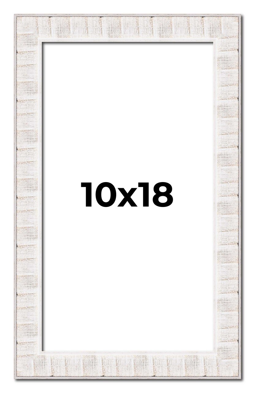 10x18 Sculpted Picture Frame with UV-Resistant Acrylic & Acid Free Backing, Available in 5 Finishes - Black, Blue, Gold, Silver, and White